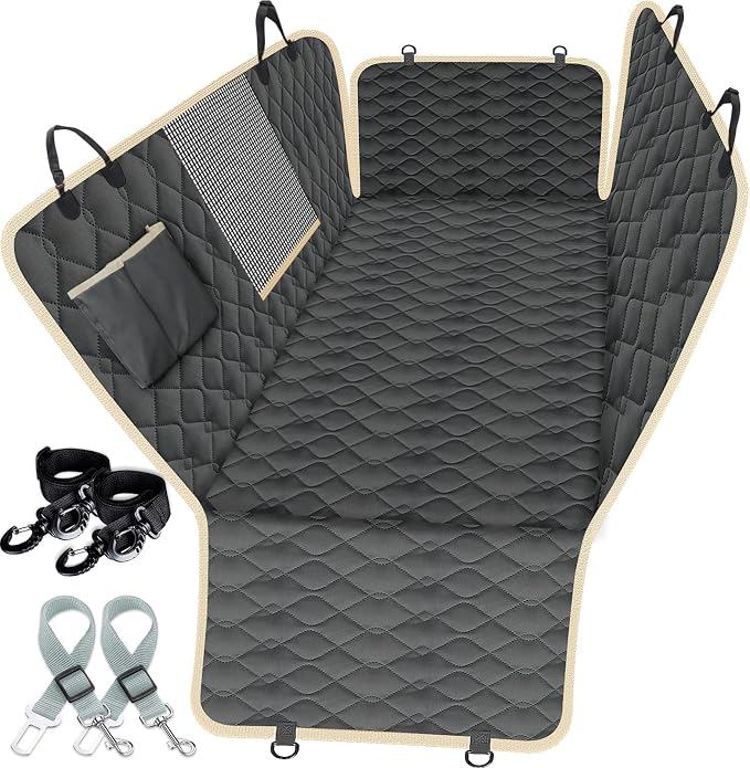 Lassie XL Truck Dog Seat Cover Back Seat with 2 Seat Belts, Dog Car Hammock for Large SUV and Trucks Compatible with F150 F250/Chevrolet Silverado/Ram Pickup/GMC Sierra/Toyota Tundra and Crew Cab by Lassie