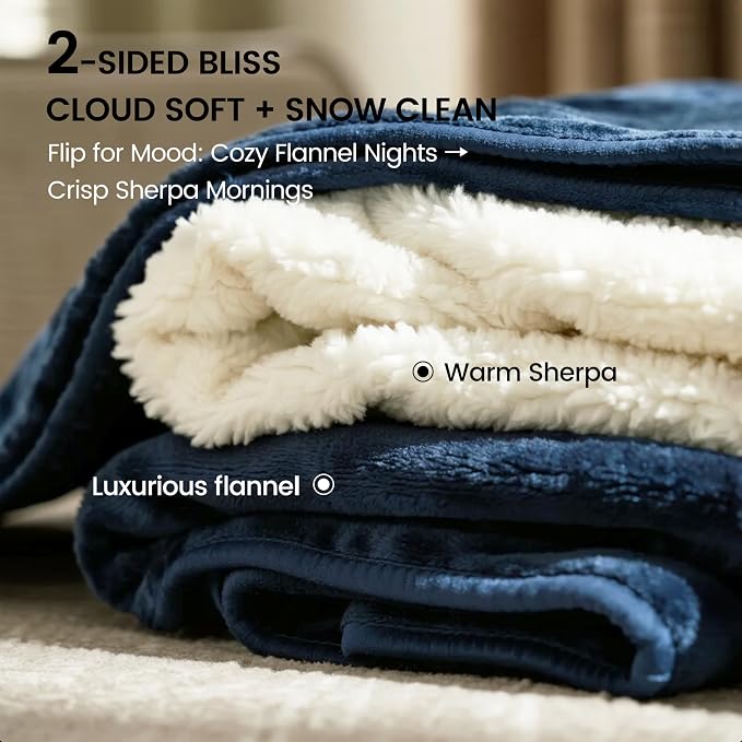 gogobunny Waterproof Bed Blanket, Reversible Sherpa Fleece Throw Blanket for Dog Puppy Cat, Furniture Cover Protects Bed Couch Sofa from Liquid Pee and Pet Fur (Navy Blue, 60x80 inches) - Image 8