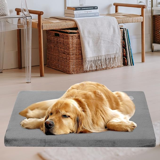 EMPSIGN Dog Bed Mat Crate Pad Mattress, Ultra Soft Pet Kennel, Grey, XXL | Reversible(Cool & Warm), Waterproof Linings, Removable Machine Washable Cover, for 48" Dog Crate, Firm Support - Image 5