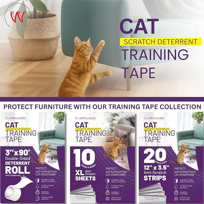 CLAWGUARD Cat Scratch Furniture Protector Tape Dispenser – Anti Scratch Cat Tape for Furniture, Couch Protector from Claws & Deterrent (XL) - Image 7