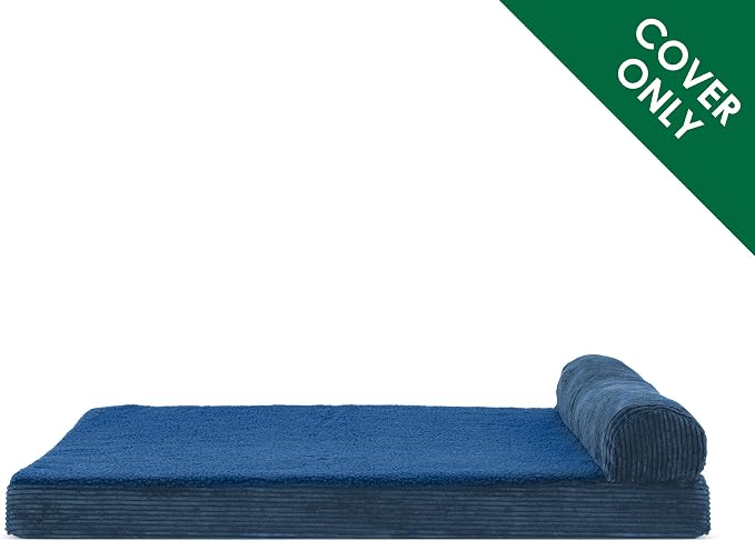 Furhaven Replacement Dog Bed Cover Fleece & Corduroy Chaise, Machine Washable - Navy, Blue, Jumbo Plus (XX-Large) - Image 2