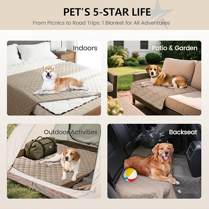 gogobunny 3X Stronger Waterproof Pet Blanket, Scratch Proof Furniture Protector for Dogs Cats, Reversible Cover 30x80 Inch, Dark Beige - Image 2