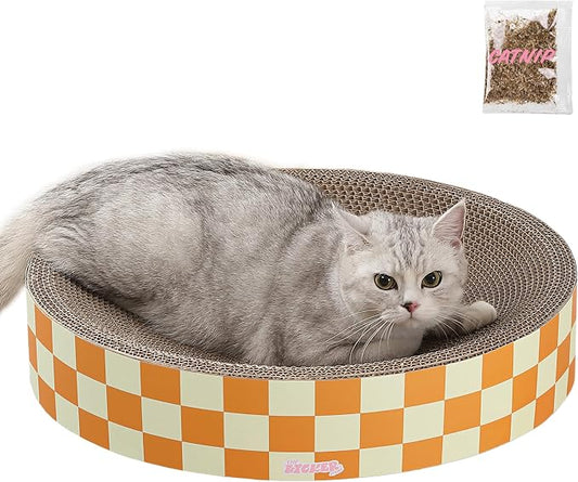 CSR1010G Nelson 20.13" Modern Cardboard Round Bowl Cat Scratcher with Catnip, Citrus by THELICKERSTORE