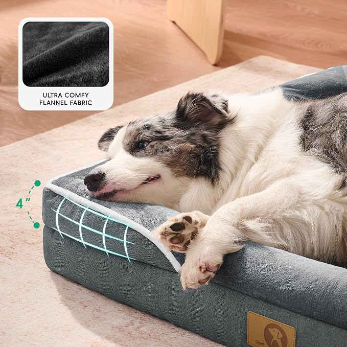 HOMEMATE Dog Bed for Extra Large Dog: 48x35 inch Orthopedic Large Dogs Bed XXL Outdoor Pet Cat Bed Sofa Supplies with Toy Dogs Crate Pad Couch with Removable Washable Cover & Non-Slip Botton Dark Grey | Large Dogs Bed with Non-Slip Botton & Removable W... - Image 5