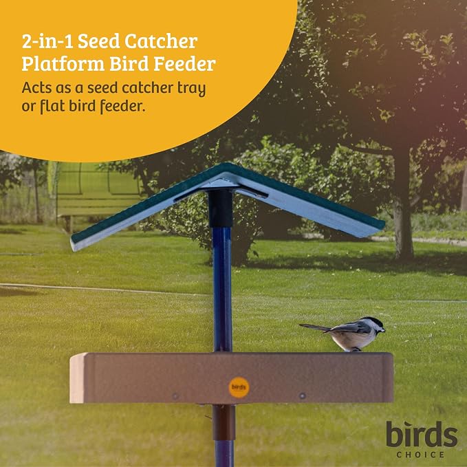 Birds Choice Pole Mount Seed Catcher Platform Feeder | Medium, Taupe | Recycled Plastic with 2 Removable Seed Trays, Catches Fallen Seed to Reduce Waste, Easy to Clean - Image 3