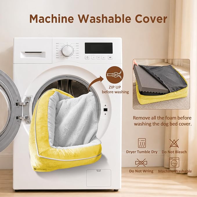Comfort Expression Orthopedic Dog Bed for Extra Large Dogs with Bolster | Waterproof Dog Couch Bed with Washable Cover & Non-Slip Bottom, Supportive Egg Crate Foam XL Pet Bed, 42x30 Inch - Image 5
