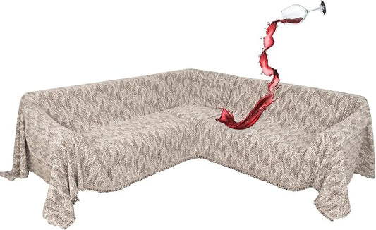 1OO% Waterproof Sectional Couch Covers for Dogs L Shaped Corner Sofa Cover Washable Chenille Sofa Slipcovers Blanket Modern Jacquard Pet Furniture Protector (91"x276", Coffee Wave) by SYJOVIA