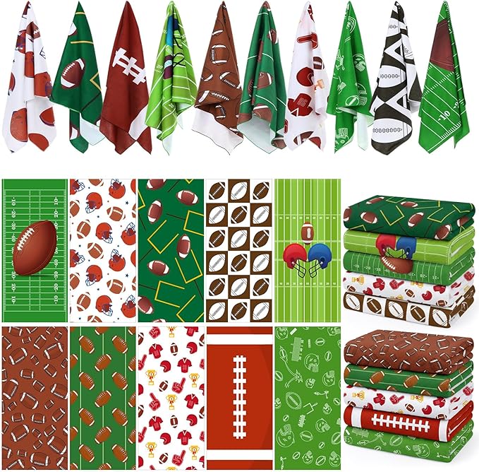 EBOOT 10 Pack Beach Towels Bulk, Football Theme Microfiber Pool Towels, 28 x 59 Inch Quick Dry Lightweight Swim Towel for Football Party, Sports Team, Beach and Travel by eBoot