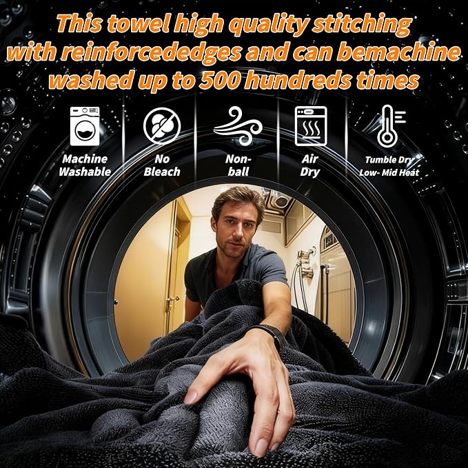8 Pack Microfiber Car Towels, 36" x 24" Microfiber Cleaning Cloth, 600 GSM | Extra-Large, Thick Highly Absorbent for Quick Drying, Scratch-Free Detailing, Buffing, Polishing, Waxing Cars, Trucks, SUV - Image 6