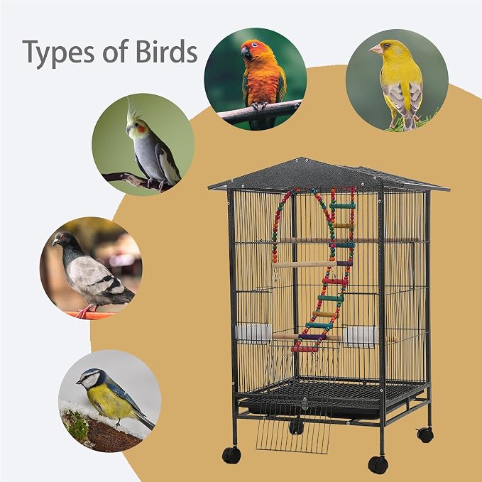 Large Parakeet Cage,Small Bird Cage,Cockatiel Cage for Birds with Covers,Parrot Cage Accessories for Finch,Cockatiels,Conure Bird,Budgie,Pigeon,Canary,Lovebird,Quaker (Meduim Birdcage) - Image 8