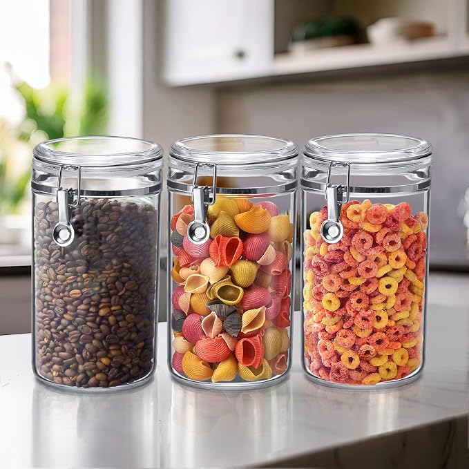 Amazing Abby - Cathy - 70-Ounce Plastic Canister (Set of 3), Plastic Airtight Food Container, Stackable for Pantry Storage, BPA-Free and Shatter-Proof, Perfect for Home and Commercial Use - Image 5