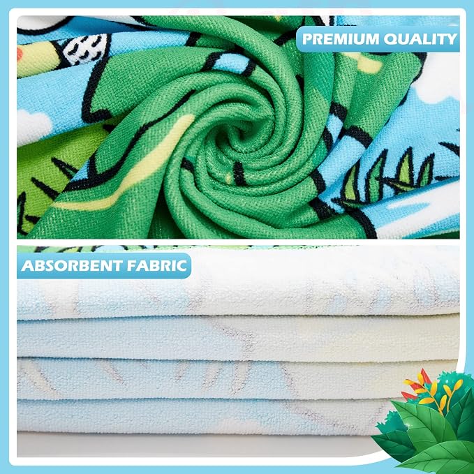 6 Pcs Kids Hooded Towel Kids Bath Towels with Hood Microfiber Baby Pool Beach Towel for Boy Girls Toddler(47 x 24 Inch,Vivid Style) - Image 3