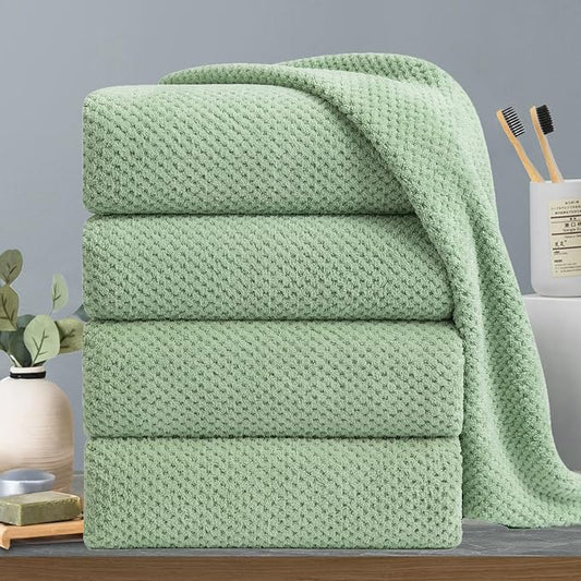 Extra Large Bath Towels Set 35x70 Inches - Green Luxury 600 GSM Oversized Bath Sheet Towel,Ultra Soft Microfiber - Quick Dry,Highly Absorbent Shower Towels Spa Hotel Bathroom Towel Set (4-Pack) by Hailea