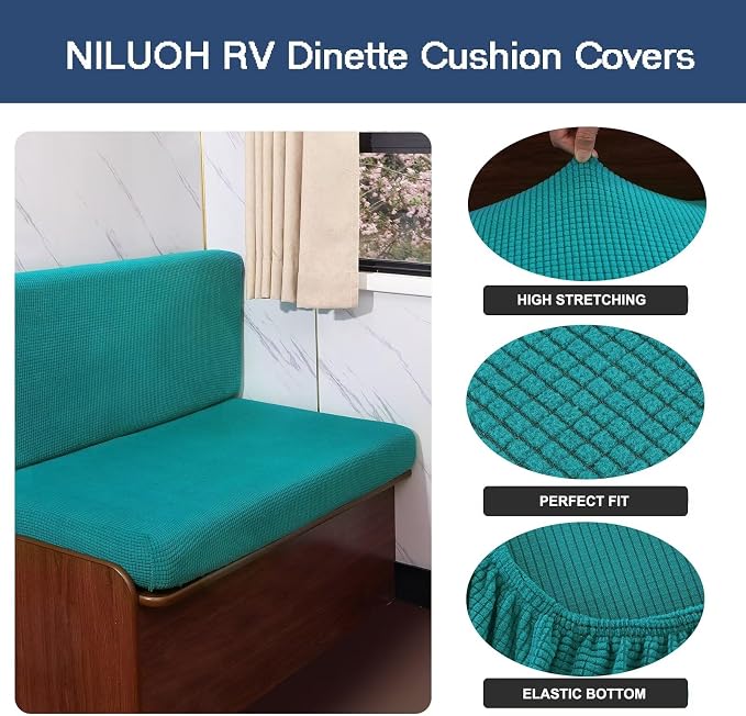 NILUOH RV Dinette Cushion Covers,Jacquard Camper Cushion Slipcovers Replacement Sofa Cushions Washable Slipcovers for Travel Trailer Couch - Image 2