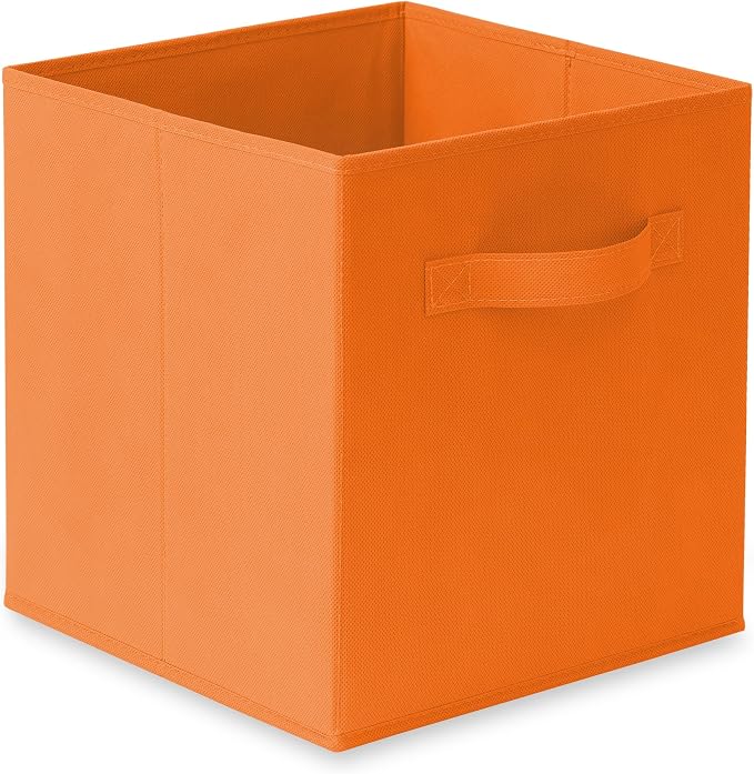 Casafield Set of 12 Collapsible Fabric Cube Storage Bins, Orange - 11" Foldable Cloth Baskets for Shelves, Cubby Organizers & More - Image 2