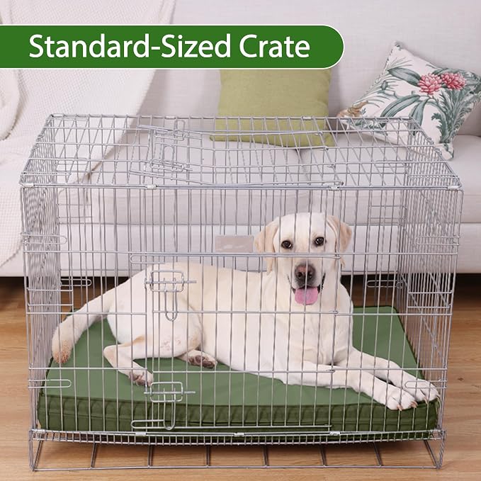 Vonabem Outdoor Dog Bed Waterproof Washable, XXL Crate Pad 48 Inch, Wipeable Leather Pet Beds with Removable Cover Reversible, Durable Anti-Slip Kennel Pads 47"x29" Green - Image 6
