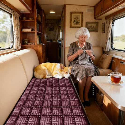 Paw Cart Couch Cover Caravan Quilted Sofa Topper Greek Key Pattern Washable Non Slip Soft Pet Protector for Any Type of Couch (Wine Red,W 63“ x D 35” 1 Piece) by ZYXFYY