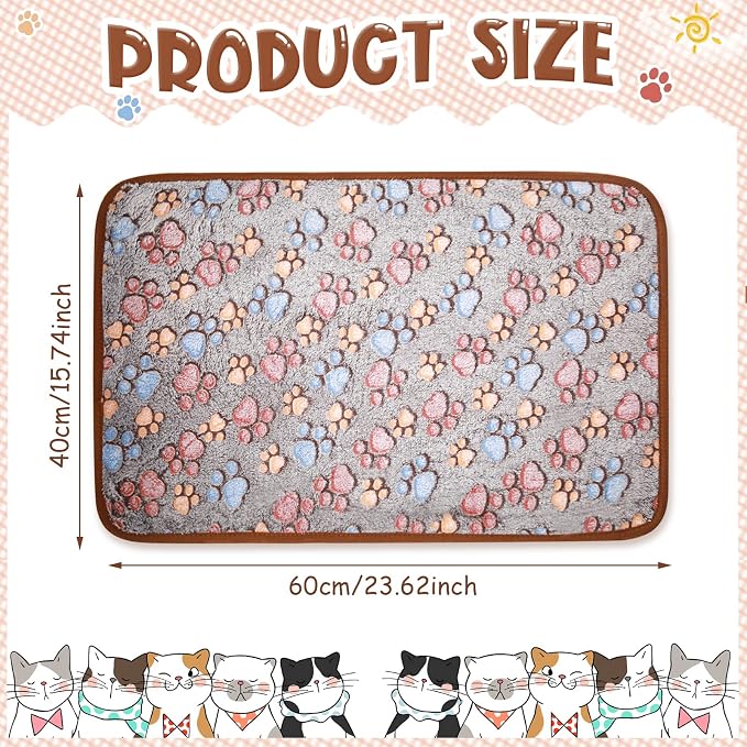 Tatuo 4 Pack Fleece Dog Blankets for Puppy Cats Multi-Size Sleep Mat for Pet Guinea Pig Soft Washable Warm Crate Bed Puppy Teething Toys Print Pattern Blanket Indoor(Black,24 x 16 Inch,Paw) - Image 3