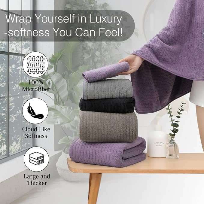 Hailea Hand Towels Set 16x31 Inches,Soft Microfibers Bathroom Towel Set 2 Pack,Highly Absorbent Quick Dry Luxury Towel Hotel Spa Gym Hand Towel Collection for Bathroom,Dark Purple - Image 4