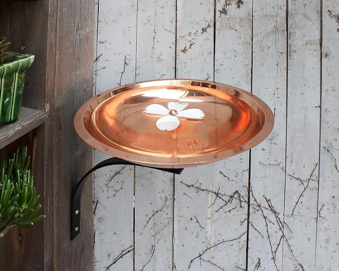 Achla Designs Dogwood Copper Birdbath with Wall Mount Bracket - Image 7