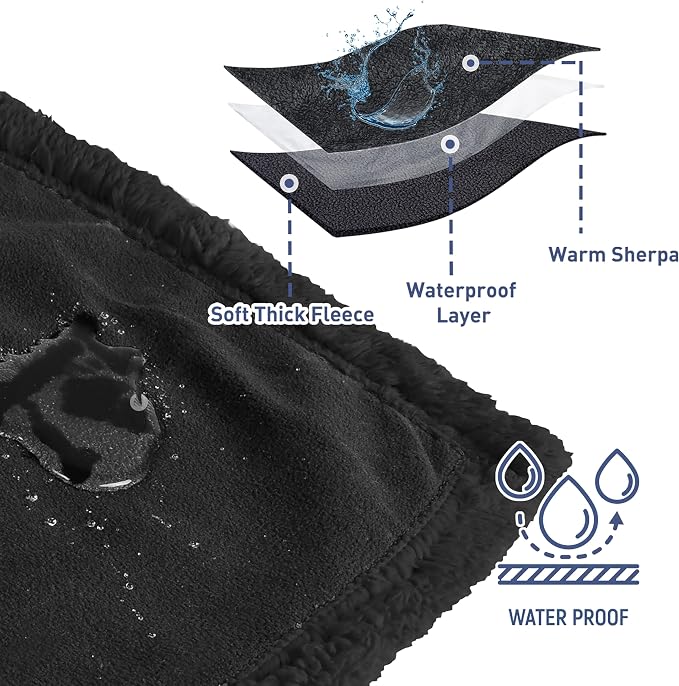 Catalonia Waterproof Blanket for Bed, Reversible Leakproof Throw | 40 x 50 Inch, Black, Washable Protector Cover for Couch and Sofa, Stain Proof Blanket for Pets, Kids and Everyday Spills - Image 3
