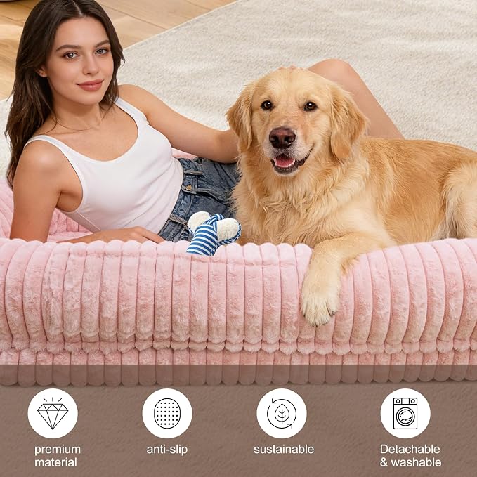 Human Dog Bed for Adult,Large Dog Bed 70"x38"x10" | Orthopedic Washable XL Dog Bed with Memory Foam (Pink) - Image 4