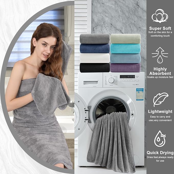 4 Pack Washcloths Set 13"x13",Grey Towel Set for Bathroom,Highly Absorbent & Quick Dry Premium Towel for Daily Use,Soft Microfiber Multipurpose Washcloths Towel Set for Hotel, Spa,Shower,Gym - Image 3