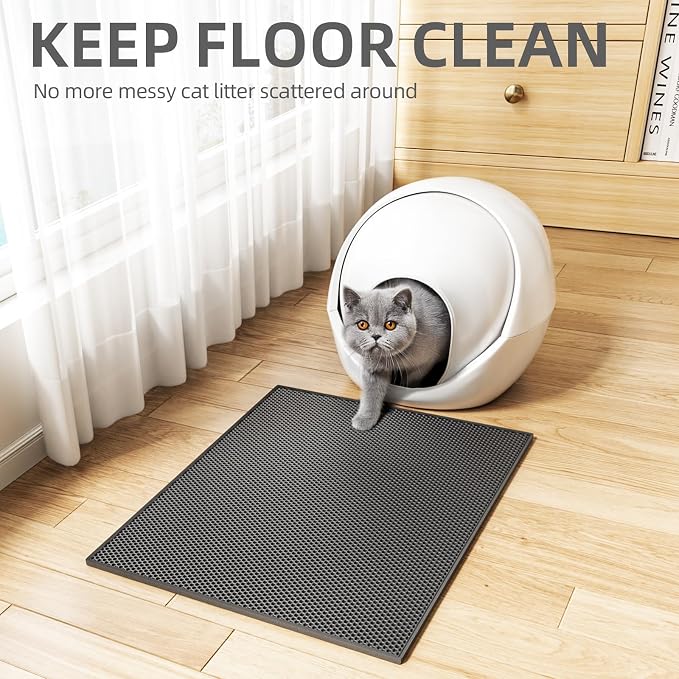 ESTHELLO Cat Litter Mat Honeycomb Double Layer Design 24’ ’ x 15’ ’ Black - Image 7