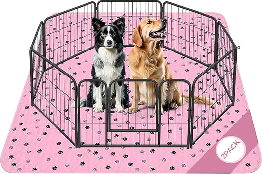 Fostanfly Washable Pee Pads for Dogs, 2 Pack 63"x63" Training Pads, Pink | Reusable Potty Training Pads for Dogs, Waterproof, for Playpen, Crates & Furniture by HOME
