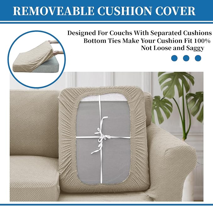 XINEAGE 2026 New 2 Pieces Chair Covers with Arms Super Stretch Chair Slipcover for Living Room Pet Dog Universal Slip Cover Anti Slip Armchair Furniture Protector (Khaki), 31"-46"(1 Cushion) - Image 6