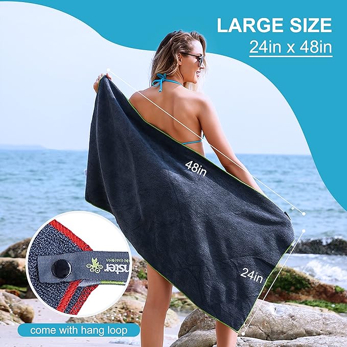 4Monster 4-Pack Quick Dry Microfiber Travel Towels – Super Absorbent, Ultra-Soft Camping Towel Set with Water-Resistant Bag, Lightweight & Compact for RV, Gym, Beach, Pool, Swimming, and Family Trips - Image 7