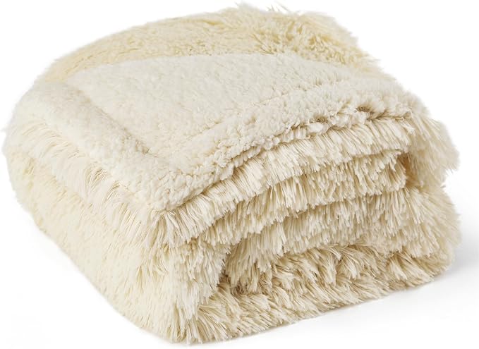 Bedsure Waterproof Dog Blankets for Large Dogs, Fluffy Faux Fur, 60×80" | Plush Fuzzy Reversible Pet Blankets for Couch and Bed, Soft Calming Throw Blanket Washable, Dog Gift, Twin Size,Cream - Image 8