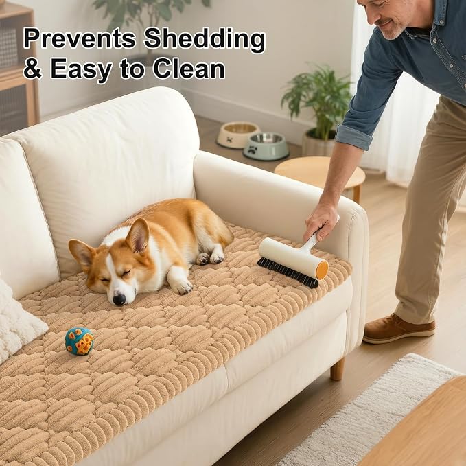 Smiry Couch Cover for Dogs Washable, Non Slip Fuzzy Pet Sofa Protector | Soft Thick Furniture Cover for Sofa, Loveseat and Sectional, Scratch & Pet Hair Resistant (Camel, 35.4" x 63") - Image 6