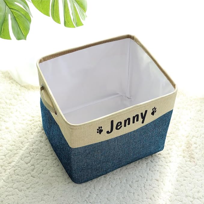 PET ARTIST Collapsible Dog Toy Storage Basket Bin with Personalized Pet's Name - Rectangular Storage Box Chest Organizer for Toys, Clothing, Apparel & Accessories - Image 8