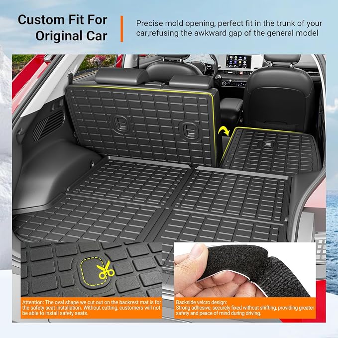 powoq Cargo Mat Compatible with 2022-2024 Ioniq 5 Backrest Mat Trunk Mat TPE Cargo Liner Back Seat Protector Replacement for 2022 2023 2024 Ioniq 5 Accessories (Trunk Mat+Backrest Mats) - Image 2
