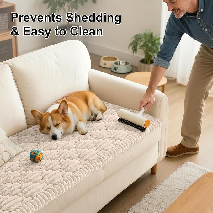 Smiry Couch Cover for Dogs Washable, Non Slip Fuzzy Pet Sofa Protector | Soft Thick Furniture Cover for Sofa, Loveseat and Sectional, Scratch & Pet Hair Resistant (Apricot, 27.6" x 59") - Image 6
