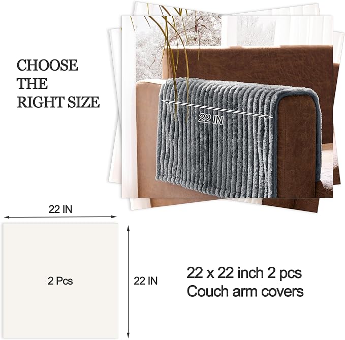 100% Waterproof Couch Arm Covers 2pcs, Fuzzy Chair Arm Covers Thick Soft Recliner Chair Armrest Protectors, Non-Slip Couch Armrest Cover Pet mats for Sofa (Titanium Gray, 22" x 22" 2 Pack) - Image 7