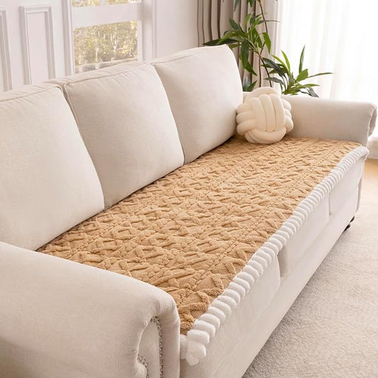 Couch Cover for Dogs, Washable Non Slip Sofa Covers for 2 Cushion Couch Pet Friendly Fuzzy Sofa Protector&Bed Mat for Pets (27.6"x59.06" Light Brown) by Unknown