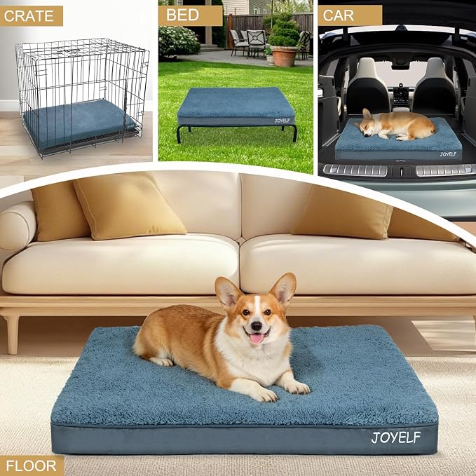 JOYELF XXLarge Dog Crate Bed Mats Orthopedic Dog Bed,Egg Crate Foam Dog Mat with Removable Cover, a Squeaker Toy as Gift - Image 5