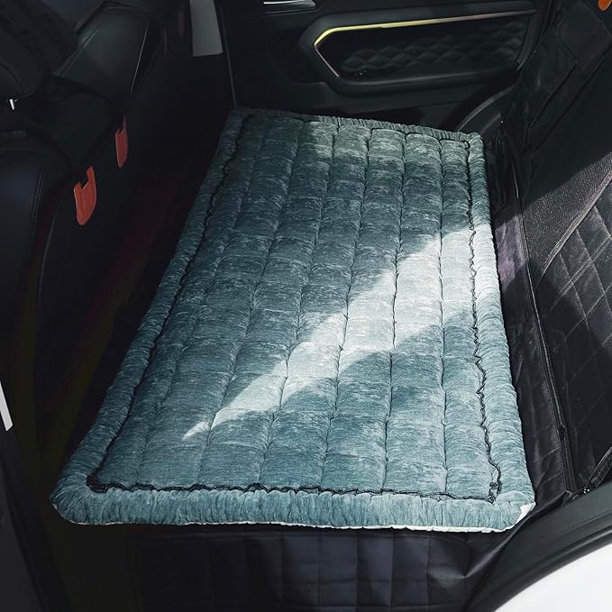 Backseat Pet Bed Mat, Truck Plaid Dog Bed for Car Back Seat, Deluxe Dog Seat Covers, Non-Slip Travel Pet Mat, Fit for Backseat Extenders and Trucks SUVs (Blue, 24.8x54 inch)