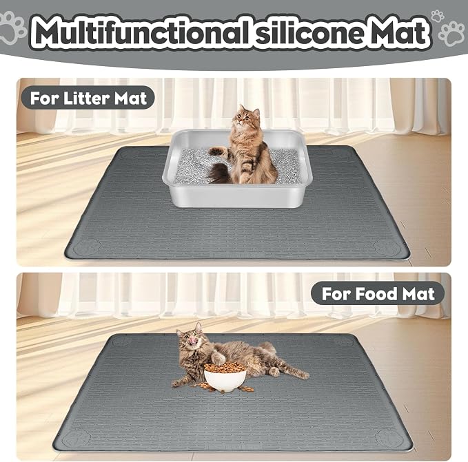 Silicone Cat Litter Mat for Litter Box 40”x28” Large Cat Mat, Dark Grey | Waterproof, Non-Slip, Leak-Proof Rug Mat with Lip, Easy to Clean, Extra Large Litter Catcher Mat for Floor - Image 6