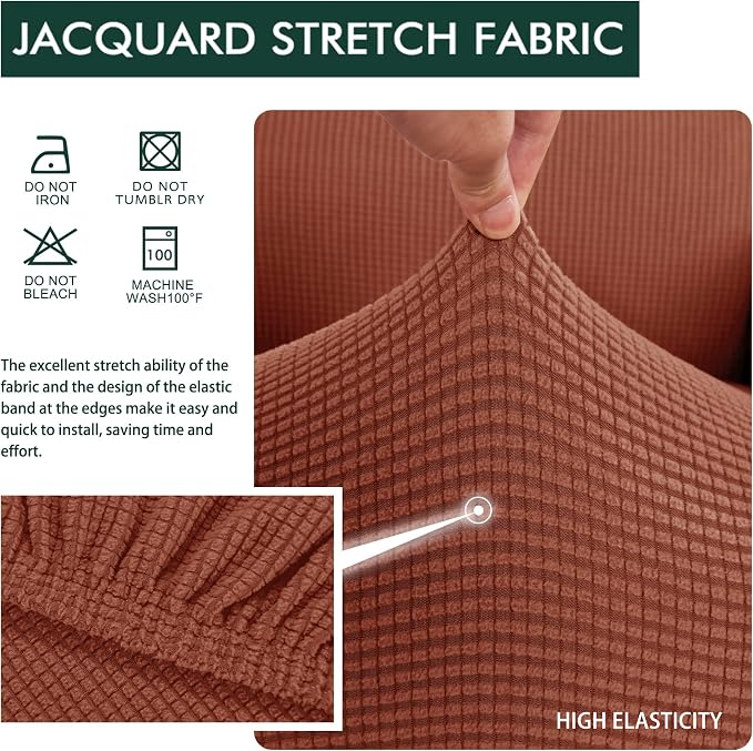 Hokway Couch Cushion Covers Stretch Cushion Covers Sofa Seat Cushion Slipcover Cushion Protector(Brick, Medium) - Image 4