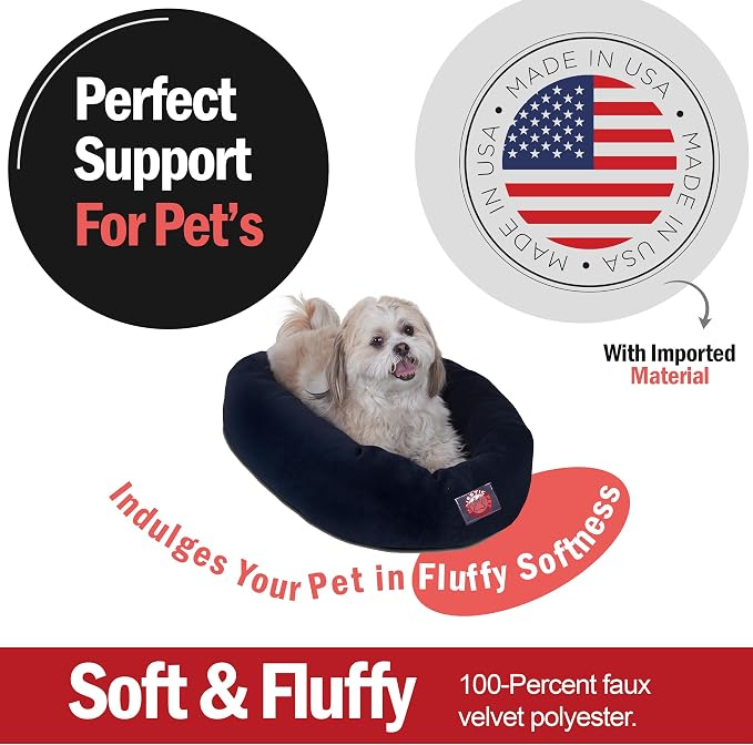 Majestic Pet Villa 24 Inch Shredded Memory Foam Dog Bed for Small Sized Dog 24x19x7 Inch–Orthopedic Pet Bed - Washable Small Puppy Mat with Head Support-Navy - Image 2