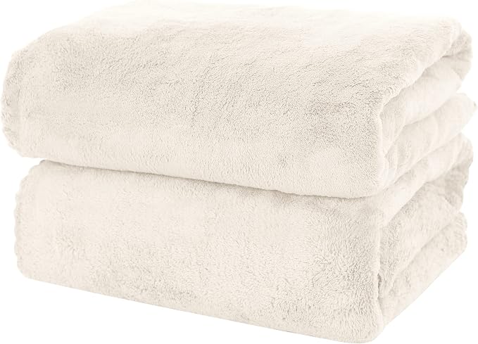 MOONQUEEN 2 Pack Premium Bath Towel Set - Quick Drying - Microfiber Coral Velvet Highly Absorbent Towels - Multipurpose Use as Bath Fitness, Bathroom, Shower, Sports, Yoga Towel (Cream) by MOONQUEEN