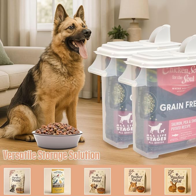 Buddeez Pet Food Storage Dispensers - Dog Food Storage Containers, Cat Food Containers, Bird Seed Containers w/Handle and Flip Lid, 8 Gallon(2 pack) - Image 2