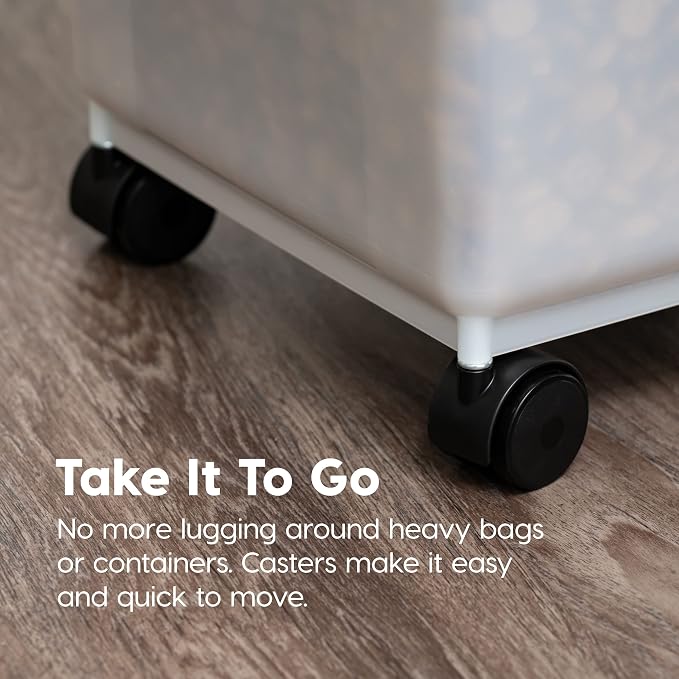 IRIS USA Dog Food Storage Container 50 lbs, with Removable Rolling Wheels, for Dog Cat Bird and Other Pets, Food Storage Bin, Keep Fresh, Made in USA, Pearl/Black - Image 7