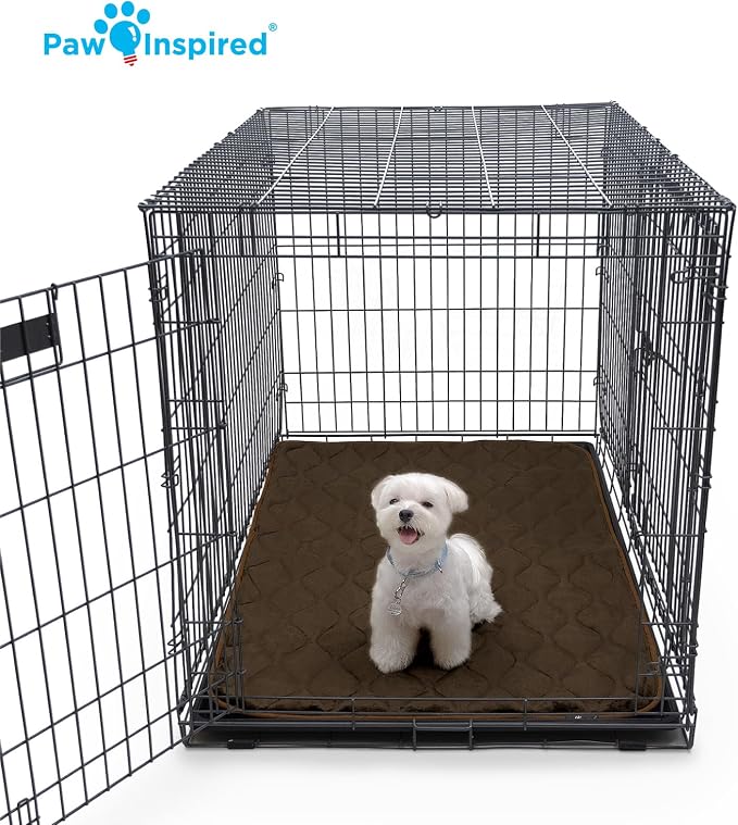 Paw Inspired Washable Padded Crate Mats for Dogs, Dark Brown, 47x29 Inch | Fits 48-inch Kennels, Leakproof, Waterproof Bottom, Plush Dog Pad, Pet Bed - Image 6