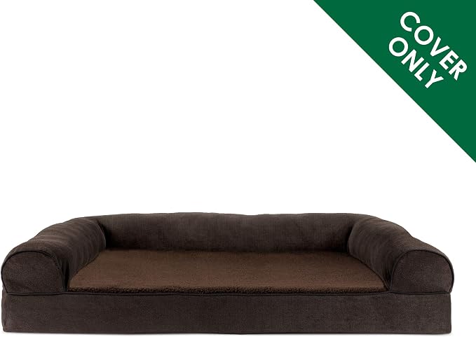 Furhaven Replacement Dog Bed Cover Sherpa & Chenille Sofa-Style, Machine Washable - Coffee, Medium - Image 2