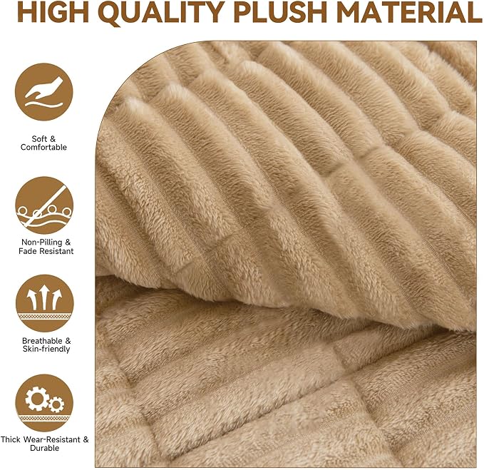OTOB Pet Couch Cover Washable, Anti Slip Dog Sofa Covers Protector | Coffee, 31.5" x 82.7", All Seasons, Soft Fuzzy Plush, 3 Cushion Furniture Protector, Breathable, Thick Wear-Resistant - Image 3