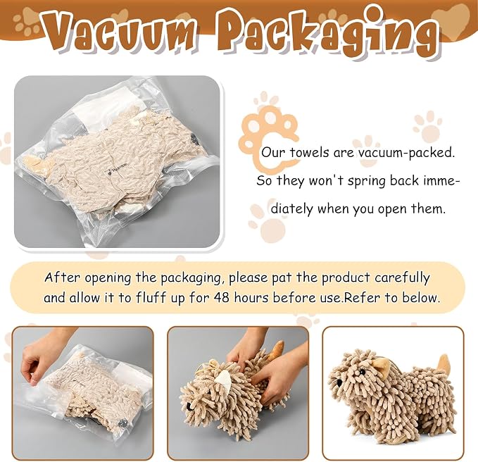 Tegeme 2 Pcs Chenille Dog Hand Towel Fuzzy Towel Absorbent Microfiber Soft for Bathroom Kitchen Washstand (Brown,Standing Dog) - Image 3